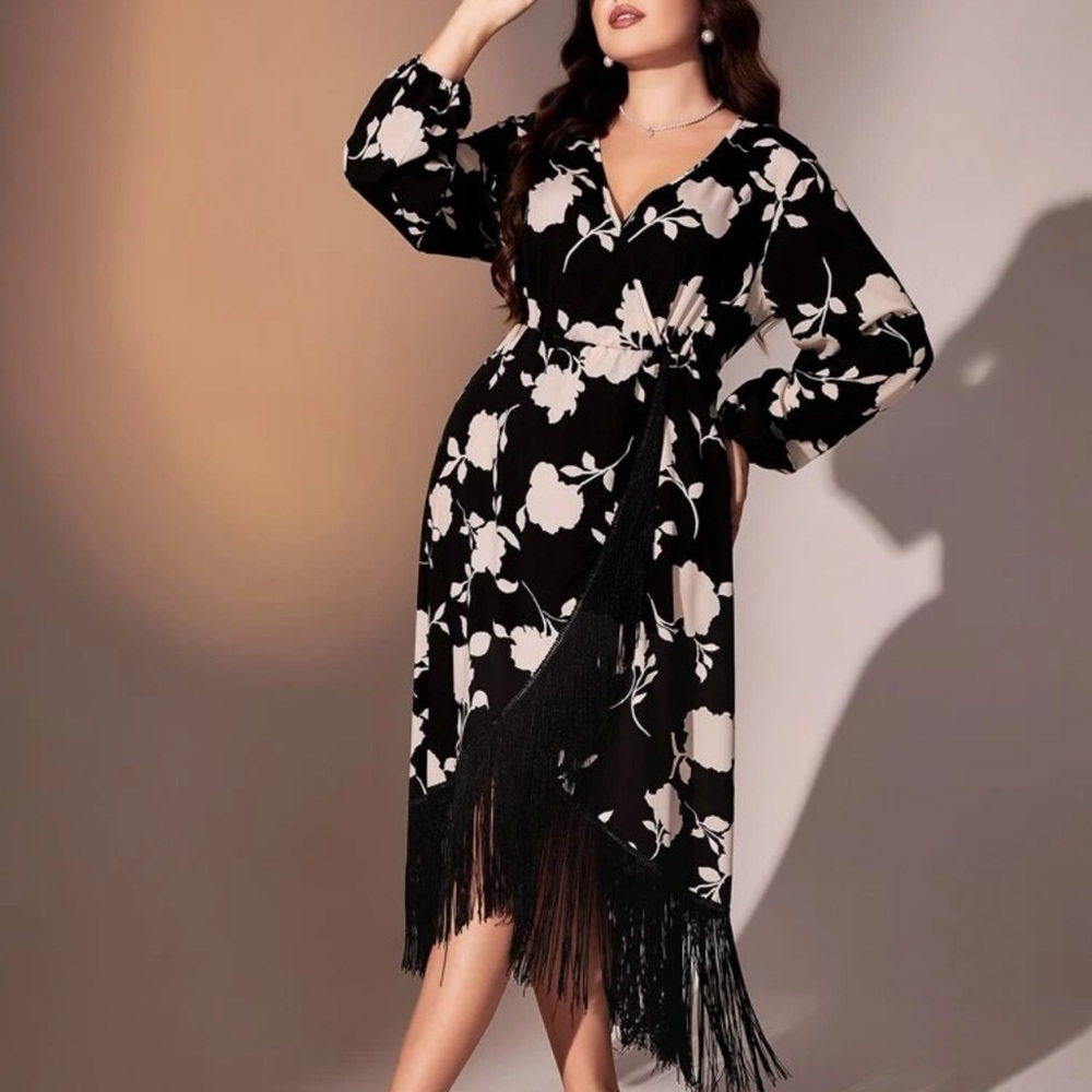 Shein floral & fringe dress
